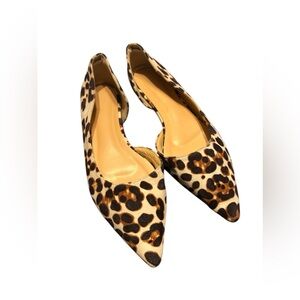Leopard Print Point Toe Suedette Ballet Flats
Faux suede